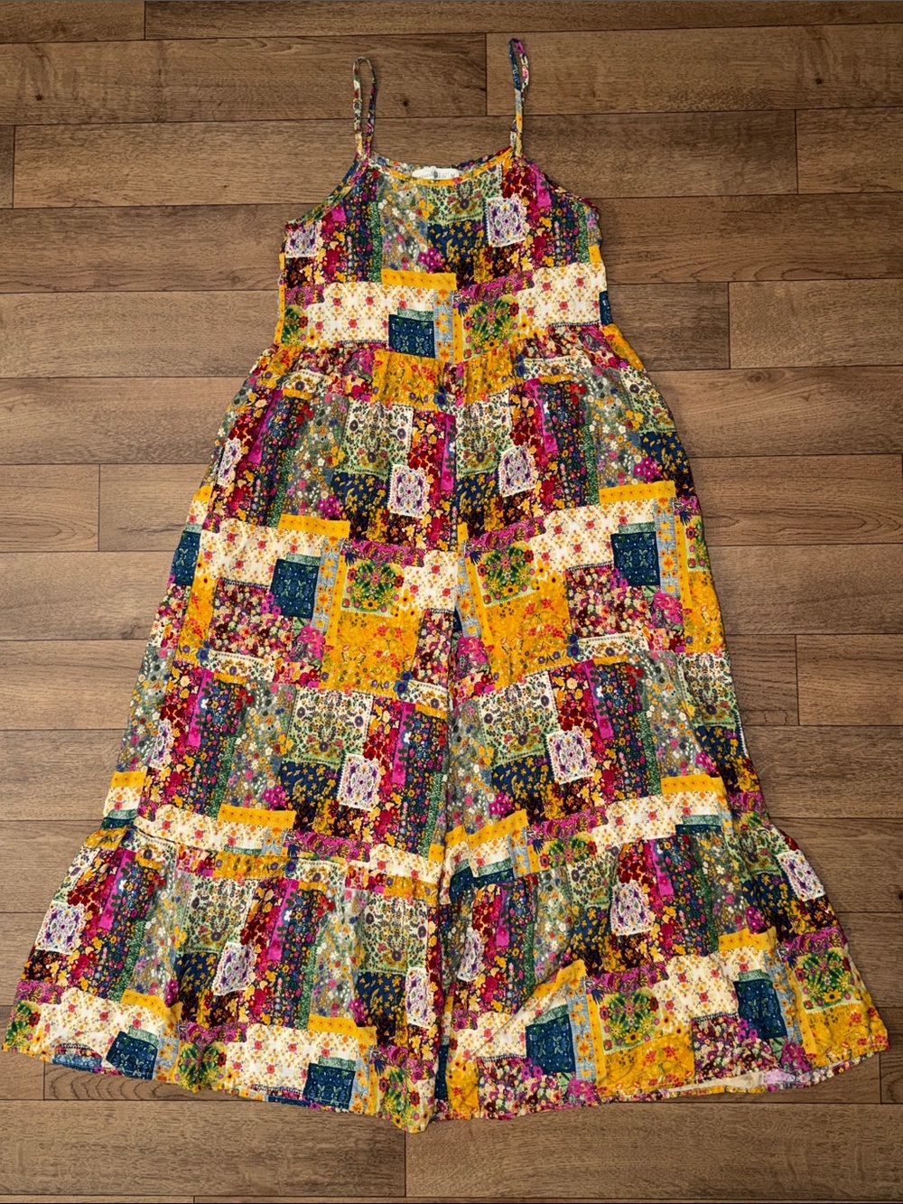 Natural Life Size Medium Patch Design Jumpsuit Bohemian Earthy Whimsical Boho M - Picture 3 of 16